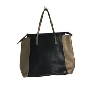 Kate Landry Black and Gold Purse Faux Leather with Blue Interior‎ Lining